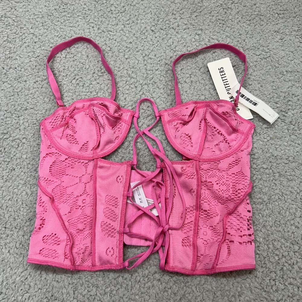 Corset Bra Out From Under Bra Medium Pink Lingerie NWT
